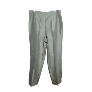 Vintage Talbots 100% Pure Silk Dress Pants Trousers 16 Silver Sheen Office Lined